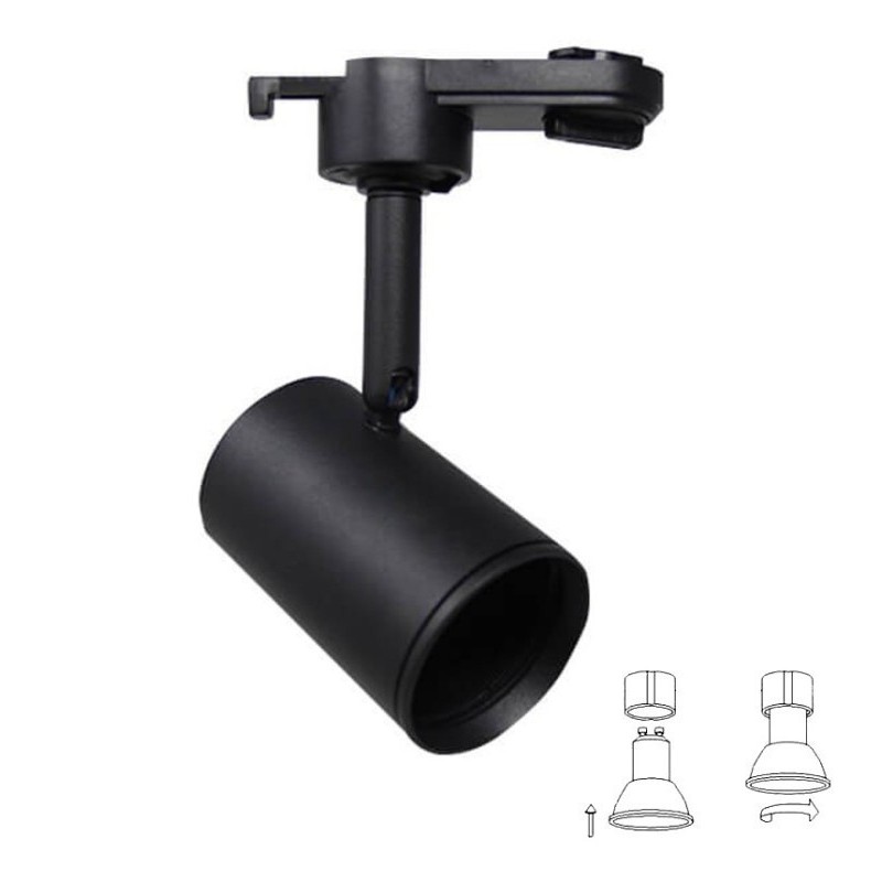 Carcasa para foco carril negra para lampara GU10