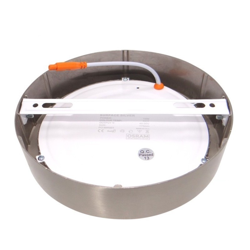 Plafonnier LED à surface circulaire inox - 15W - CCT