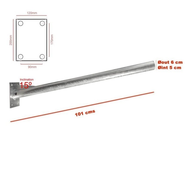 Suporte para Candeeiro de Rua - Aço Galvanizado - 1m.