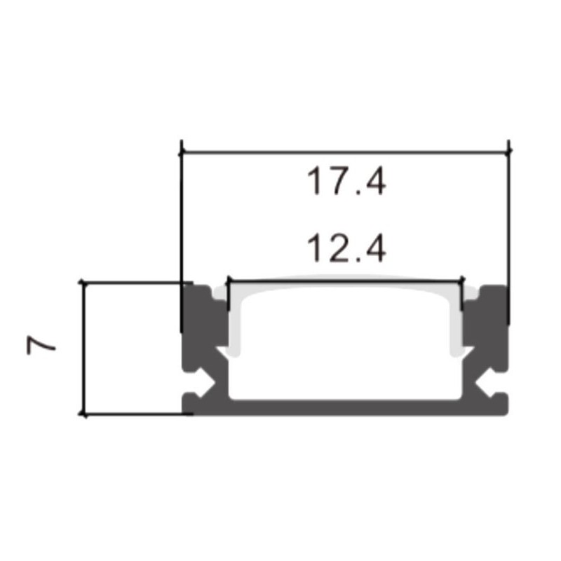 Perfil 2 metros Aluminio - U - para LED