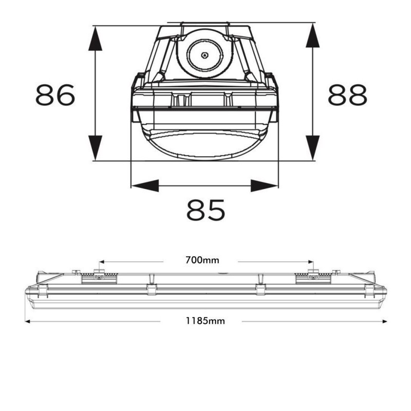 Regleta Estanca LED integrado - 35W-30W-25W-20W - OSRAM Driver - 120cm