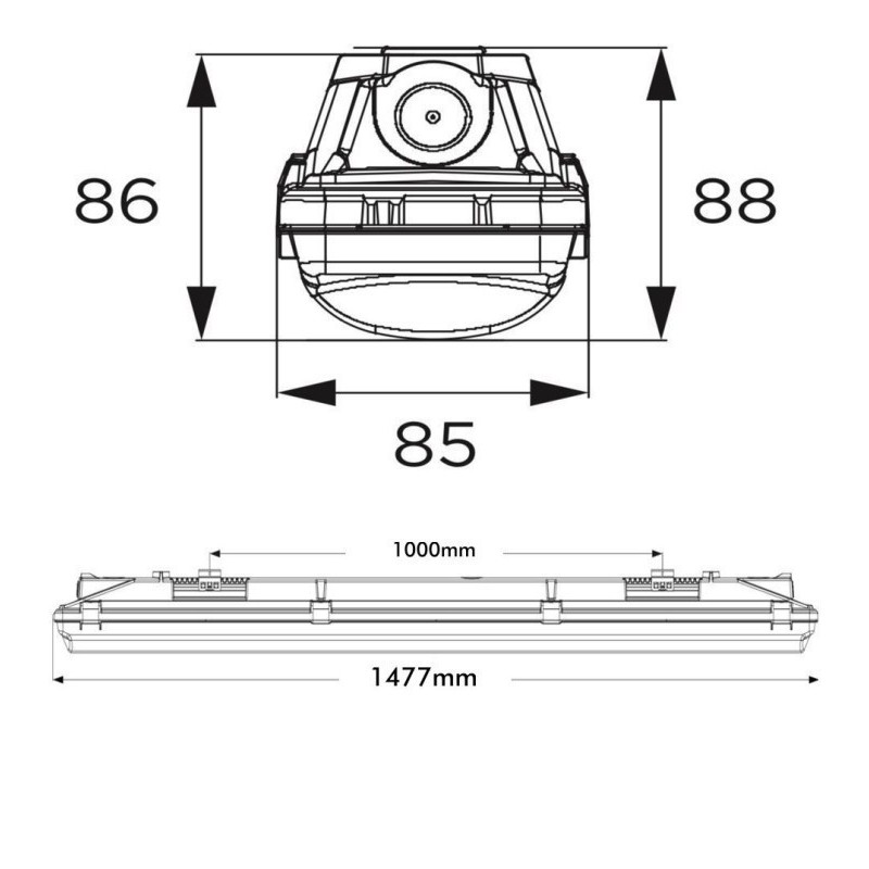 Regleta Estanca LED integrado - 35W-30W-25W-20W - OSRAM Driver - 120cm