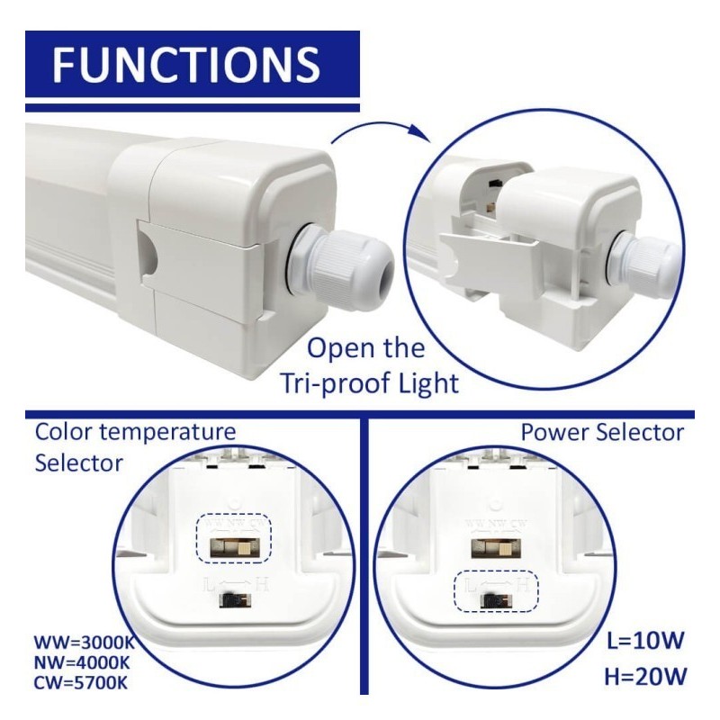 Regleta Estanca LED 20W-10W SAMSUNG chip - 3CCT - 60cm