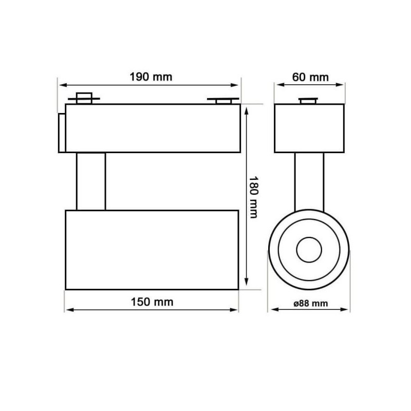 Foco LED 30W PARMA Blanco Carril Monofásico - CCT - CRI+92 - 48º