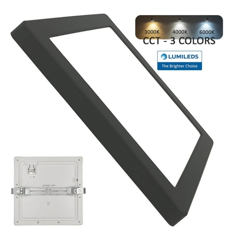 Downlight + LED ceiling - square- Moss Black LumiledS- 24W Adjustable - CCT Selectable color