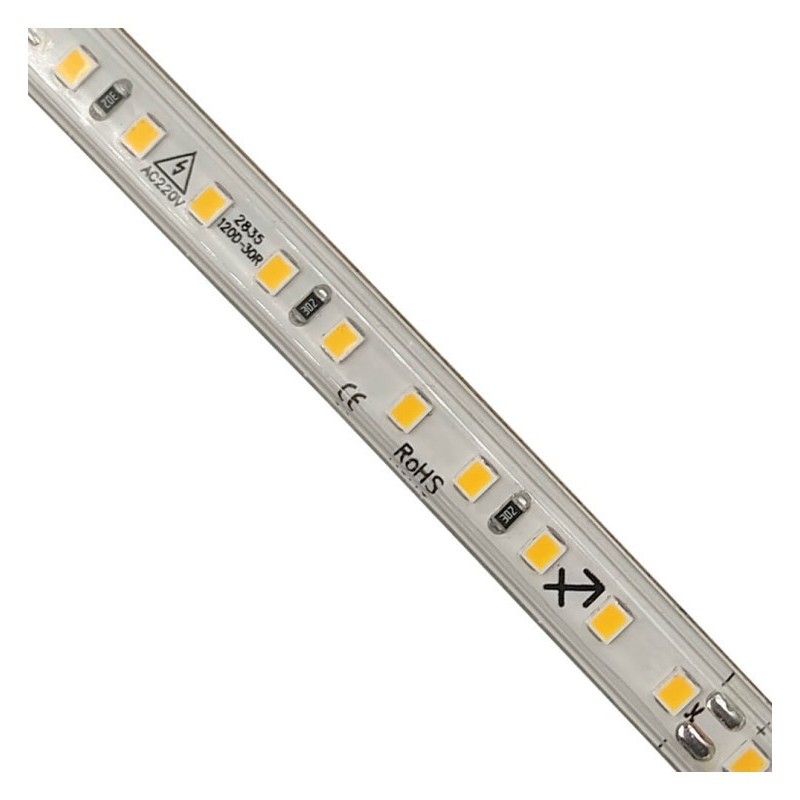 STRAP LED 220V | 120xLED / M | 20m | SMD2835 | 1540lm / m | 14W / m | IP67 | Cut every 10cm