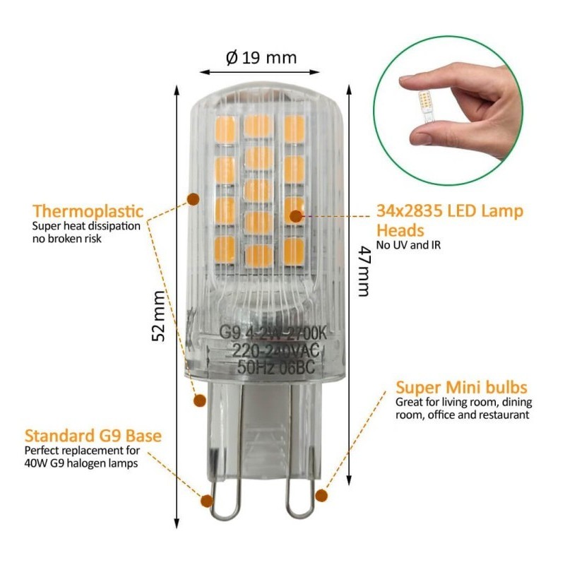 Bombilla G9 LED 4.2W Chip Lumileds