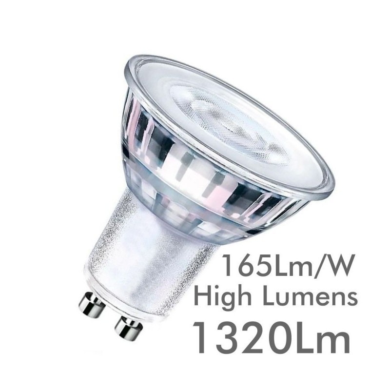 Dicroica LED GU10 8W ALTA LUMINOSIDAD - Cristal - 24º - SMD1A1A