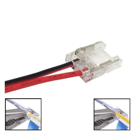 Conector Transparente Para Tiras LED COB + SMD - 10mm - IP20