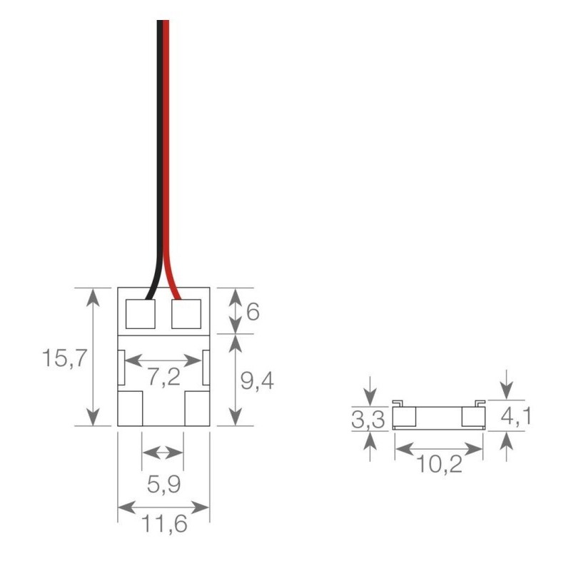 Transparent connector for LED COB + SMD - 10mm - IP20