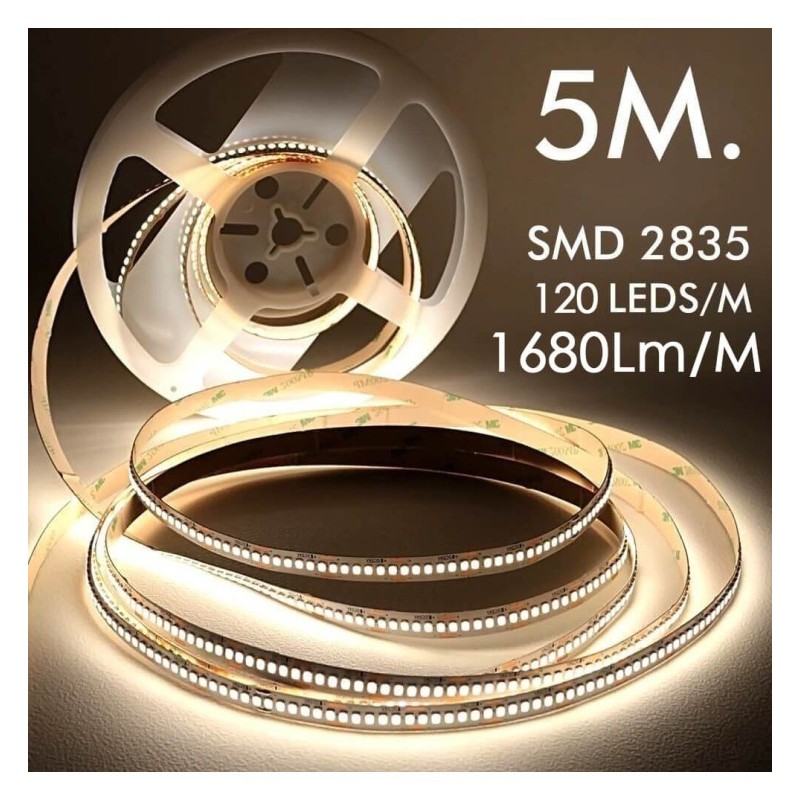24V LED strip | 120xLED / M | 5m | SMD2835 | 1680lm | 12W / m | Ip20