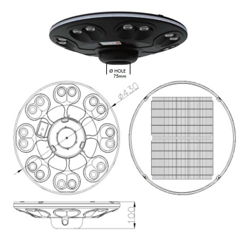 Farola Solar LED - GARDEN - ABS- 4000K+ Mando de Control