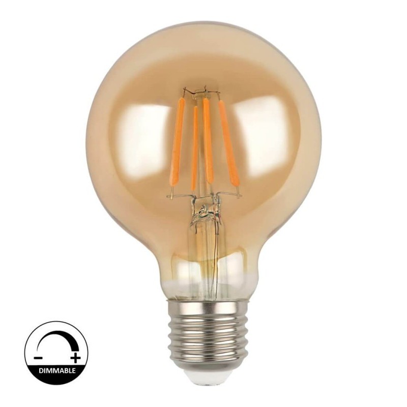 LED Light Bulb Vintage Filament 6W E27 G80 Gold - Dimable