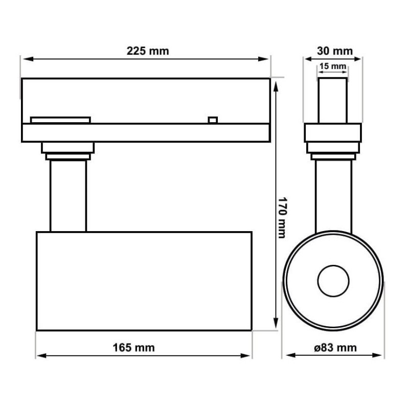 Focus LED 40W - 34W New Maya Black Single-phase lane - CRI + 92 - UGR13 -High Lumen 140lm / W