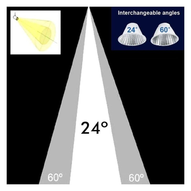 Focus LED 40W - 34W New Maya Black Single-phase lane - CRI + 92 - UGR13 -High Lumen 140lm / W