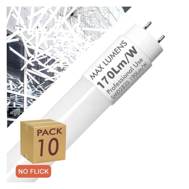 Pack 10 - 25W Crystal LED Tube 150cm T8 - 170 LM / W - Pro Max Lumens - 4250lm - No Flick