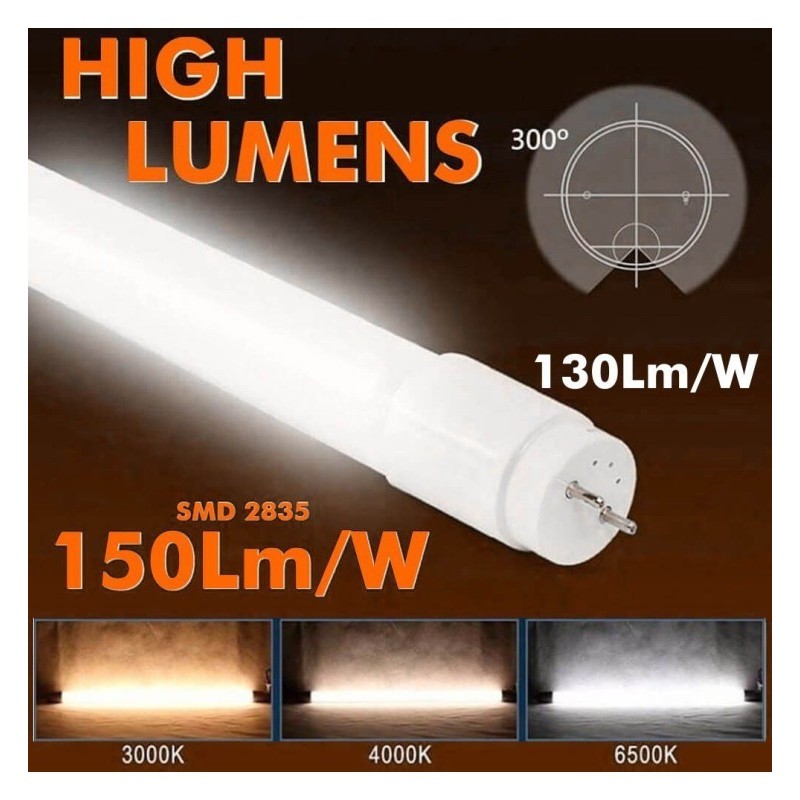 Tubo LED 8W Cristal 60cm 300º - ALTA LUMINOSIDAD - OSRAM CHIP