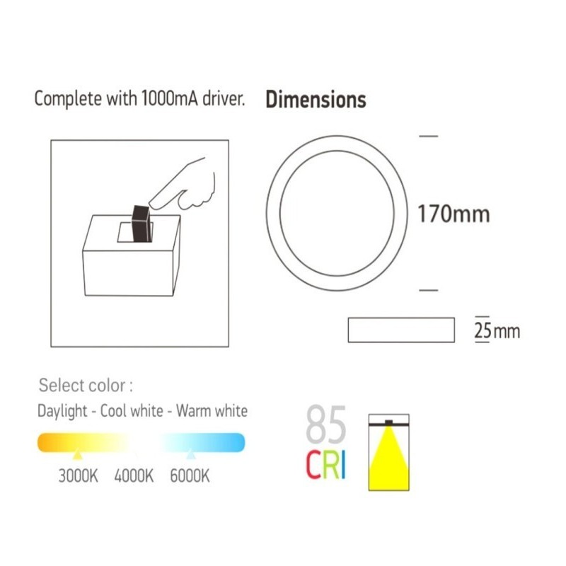 ▷ Buy LED ceilings 15W circular stainless steel - cct - osram chip duris e 2835
