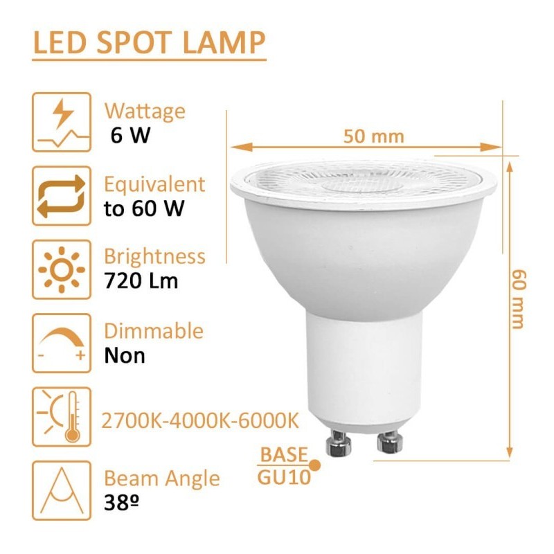 Comprar Dicroica LED 6W 38° GU10 - OSRAM CHIP DURIS E 2835