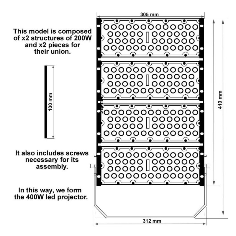 Acheter Projecteur LED 400W DOB MAGNUM OSRAM SMD3030-3D 180Lm/W 60º Chip