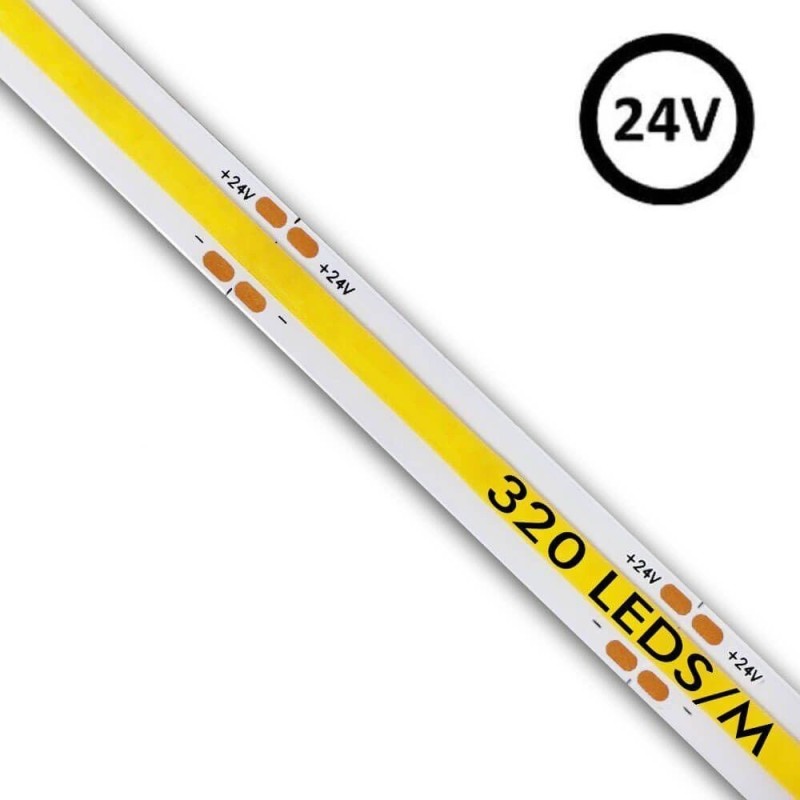 ▷ Acheter Ruban LED COB 24V 5m 12W/m - Flexible - IP20 Intérieur