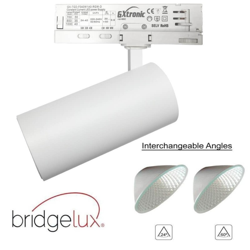 Foco LED 40W a 30W NEW MAYA Branco Trilho TRIFÁSICO Luz selecionável CCT