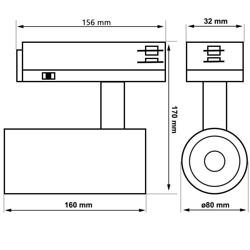 Foco LED 40W a 30W NEW MAYA Branco Trilho TRIFÁSICO Luz selecionável CCT