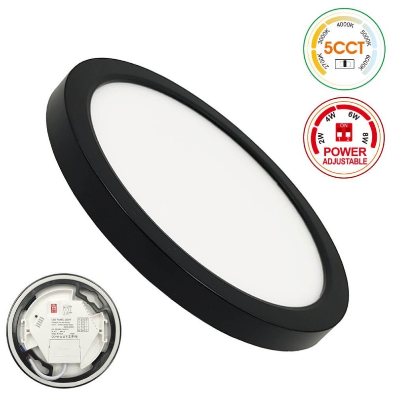▷ Plafonnier Circulaire Noir BONN CCT Ø125mm - Downlight Réglable