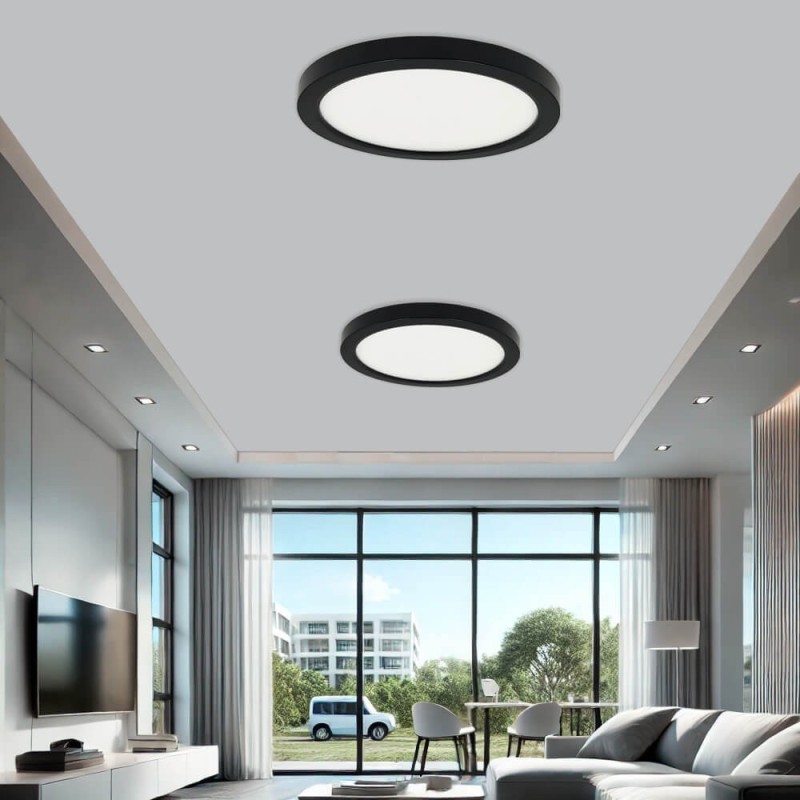 ▷ Plafón Circular Negro BONN CCT Ø125mm - Lámpara Empotrable Ajustable