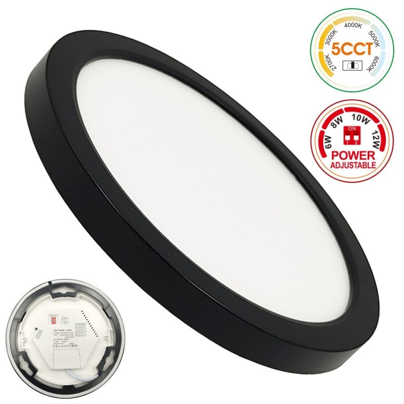 ▷ Plafoniera Circolare Nero BONN CCT Ø175mm - Downlight Regolabile