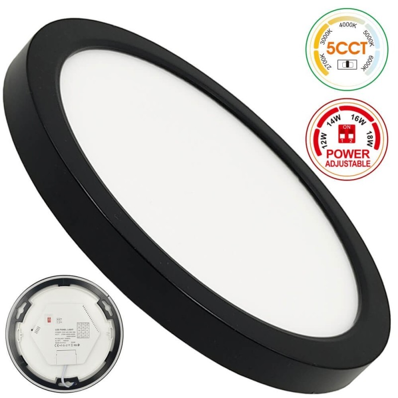 ▷ Plafon Circular Preto BONN CCT Ø225mm - Downlight ajustável