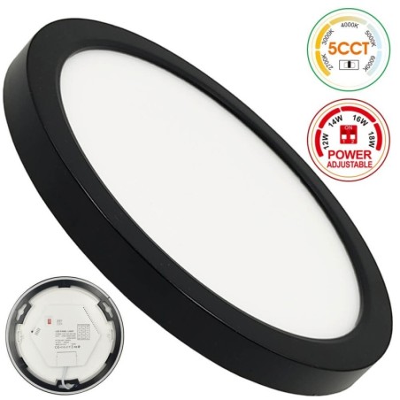 ▷ Plafón Circular Negro BONN CCT Ø225mm - Lámpara Empotrable Ajustable