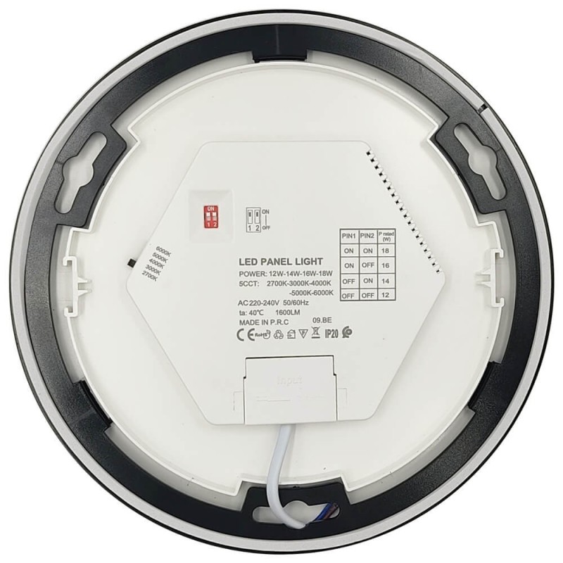 ▷ Plafoniera Circolare Nero BONN CCT Ø225mm - Downlight Regolabile