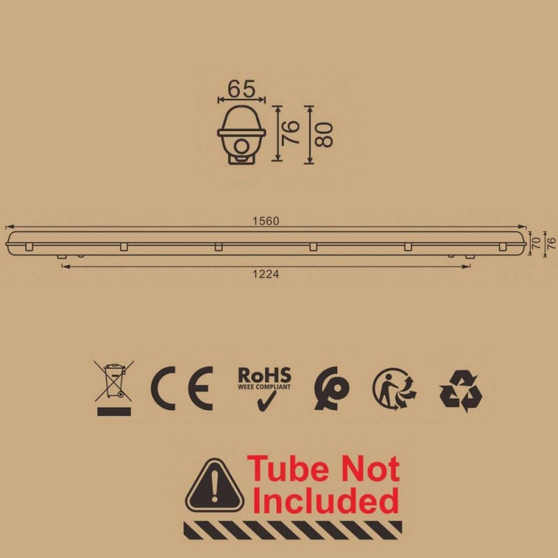 ▷ Acheter Luminaire Étanche LED Extérieur 150cm IP65 - 1 Tube LED