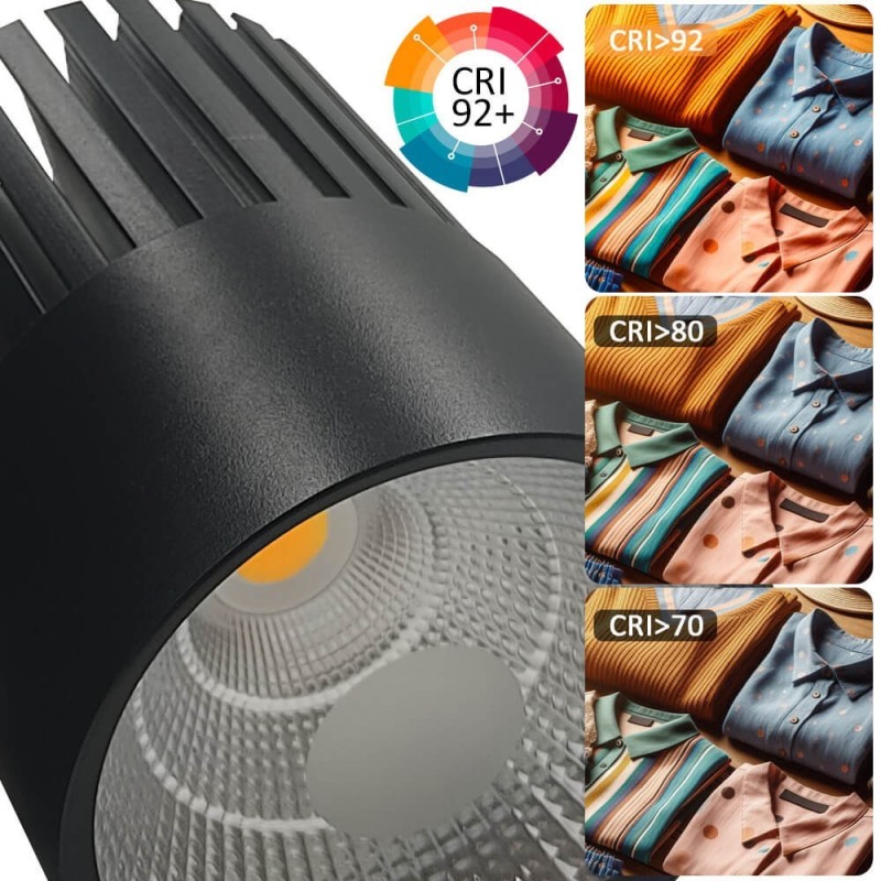 ▷ Comprar Foco LED GRAZ Calha Trifásico Preto 40W | Luz 3CCT CRI+92