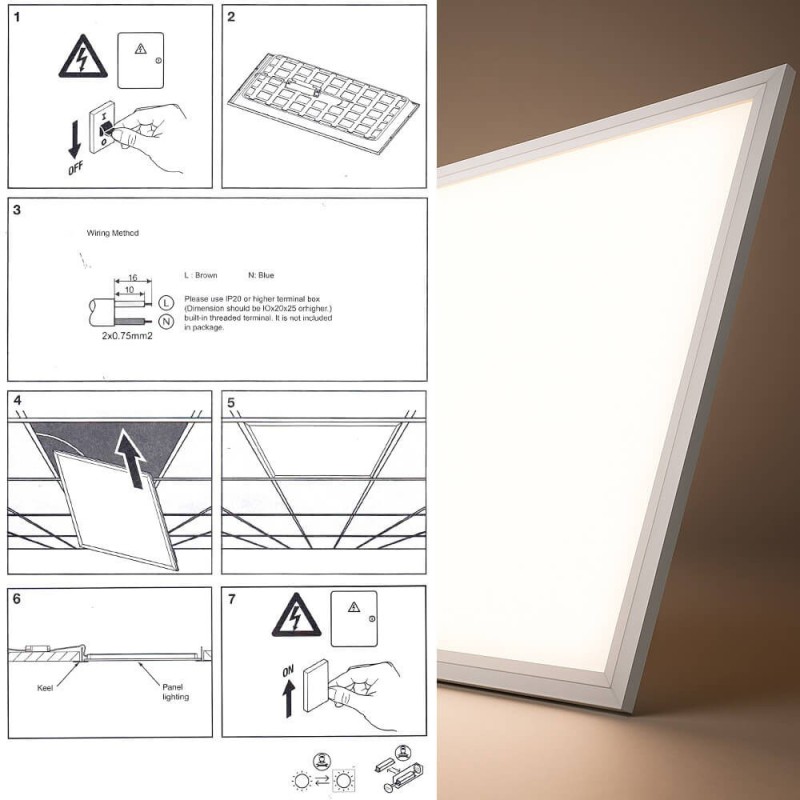 ▷ Pack 10 Dalles LED 60x60 40W Plafonds amovibles | Driver Philips