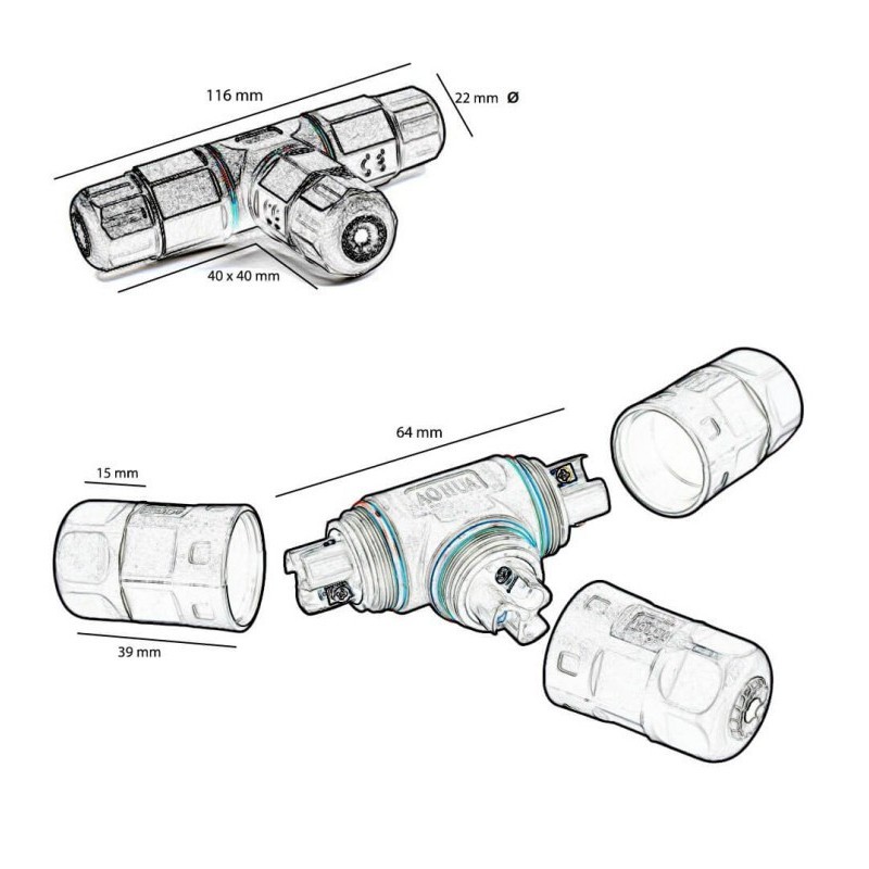 Comprar conector de cabo "T" IP67