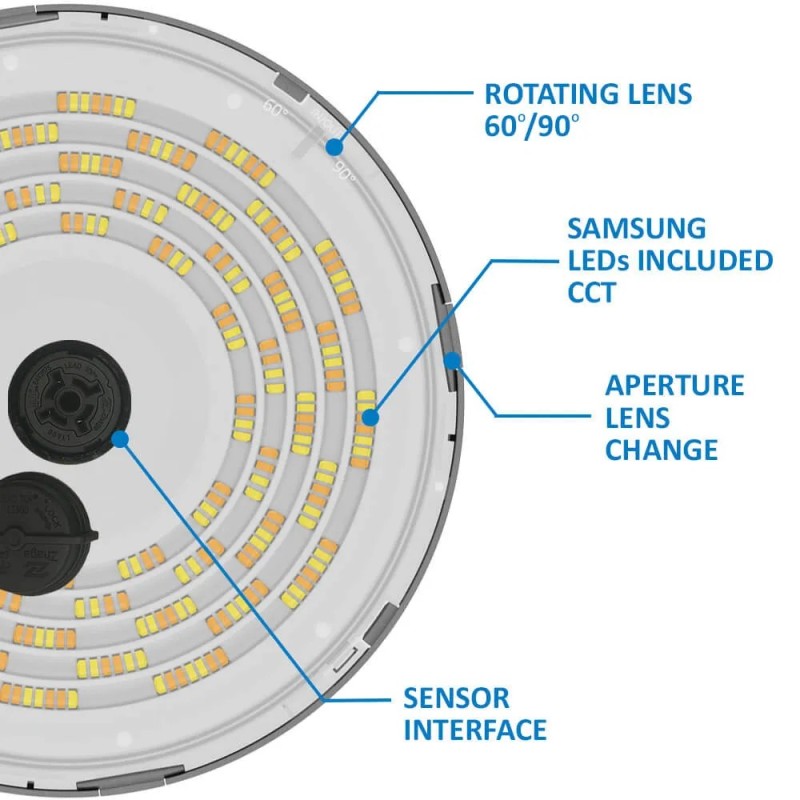 ▷ Campana Industriale UFO FRANCE 200W: Potenza Regolabile, CCT, chip Samsung