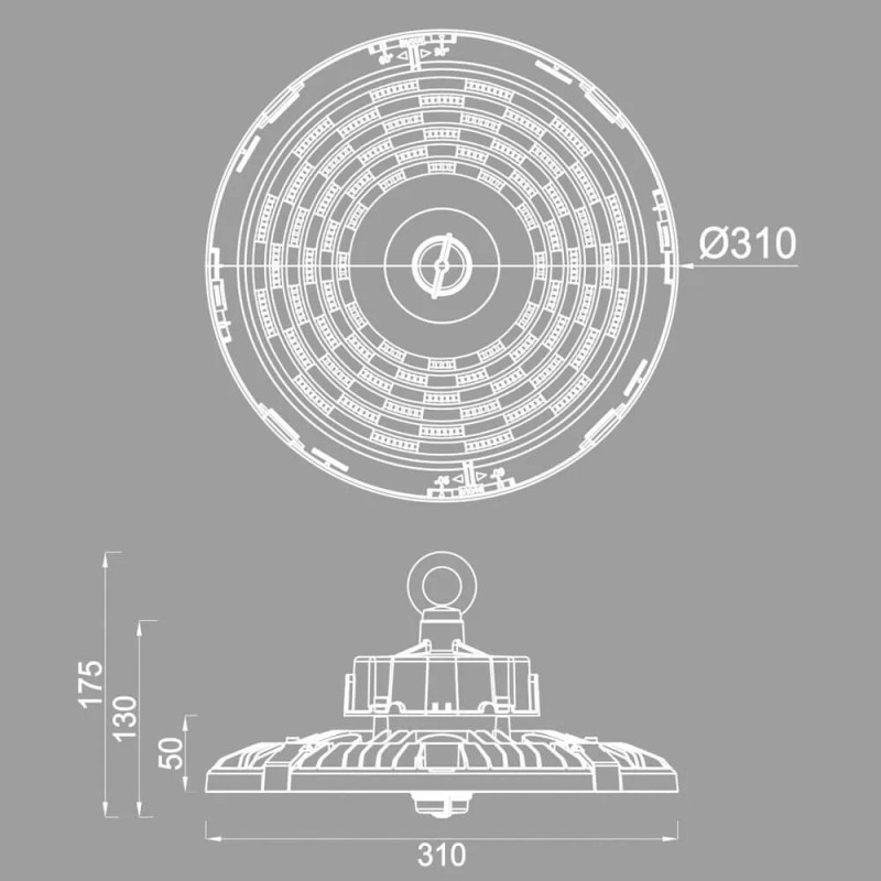 ▷ Campana Industriale UFO FRANCE 200W: Potenza Regolabile, CCT, chip Samsung