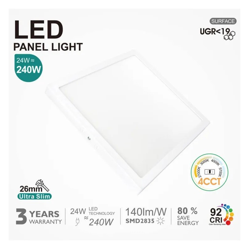 Achetez des plafonds LED carrés 24W UGR19 GXtronic | 4CCT | Ultra mince
