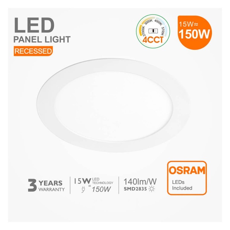 Slim LED plate 15W - CCT - Osram Chip Duris E2835