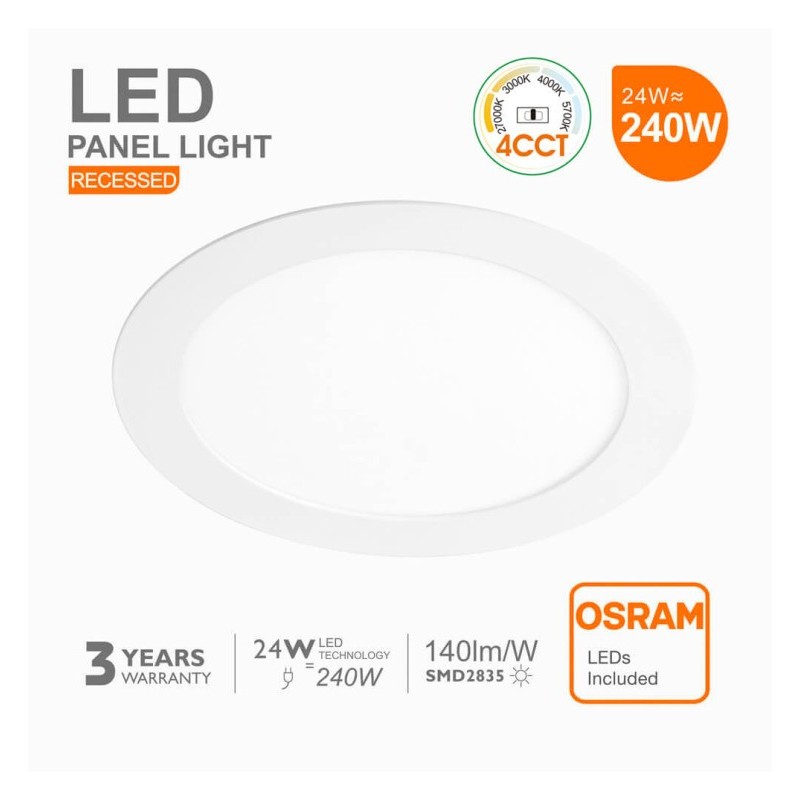 24W circular slim LED plate - CCT - Osram Chip Duris E2835