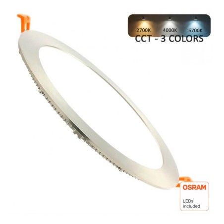 Placa Slim LED Circular 24W Acero Inox - CCT - OSRAM CHIP DURIS E 2835