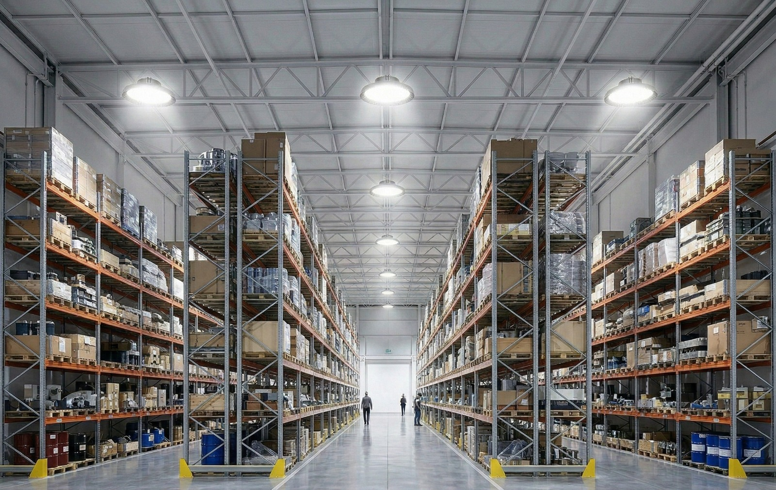 nave industrial iluminada con leds